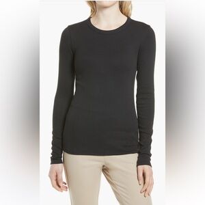 NWT ORGANIC Pima Cotton Classic Black Long Sleeve Top!